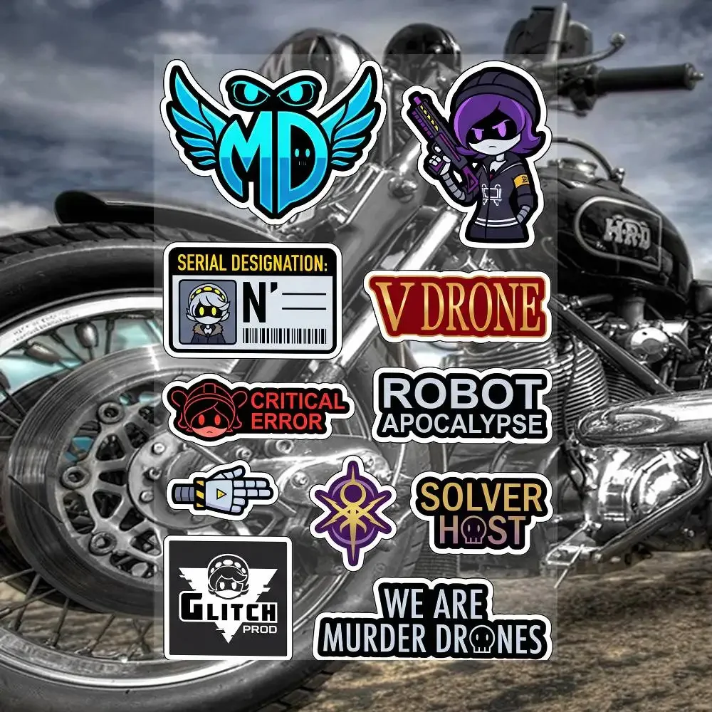M-Murder D-Drones Whitepaper Game  Waterproof Reflective Motorbike Stickers Easy Peel Removable Decals for Motorcycle Car