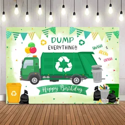 Garbage Birthday Backdrop Dump Everything Recycling Birthday Photo Background Garbage Truck Boy Theme Party Decoration Banner