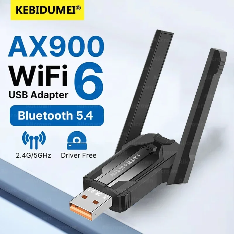 

KEBIDUMEI WiFi 6 AX900 Bluetooth 5.4 WiFi USB Adapter Wireless Network Card 2.4G&5GHz Wi-Fi Receive USB For Win10/11 Driver Free