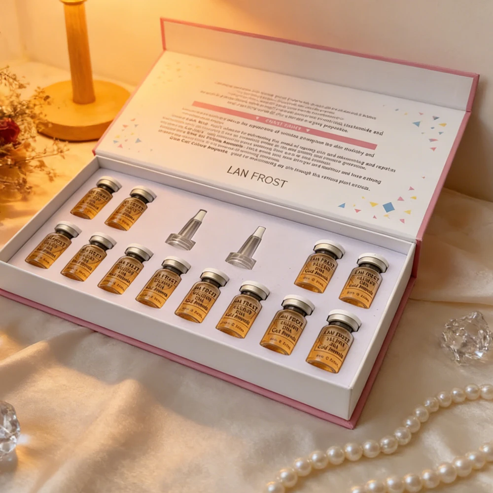 

Face 8ml Salmon DNA Gold Ampoule Skin Booster Serum BB Cream Glow Brightening Moisturizing For 0.3mm Microneedle Serum Kit