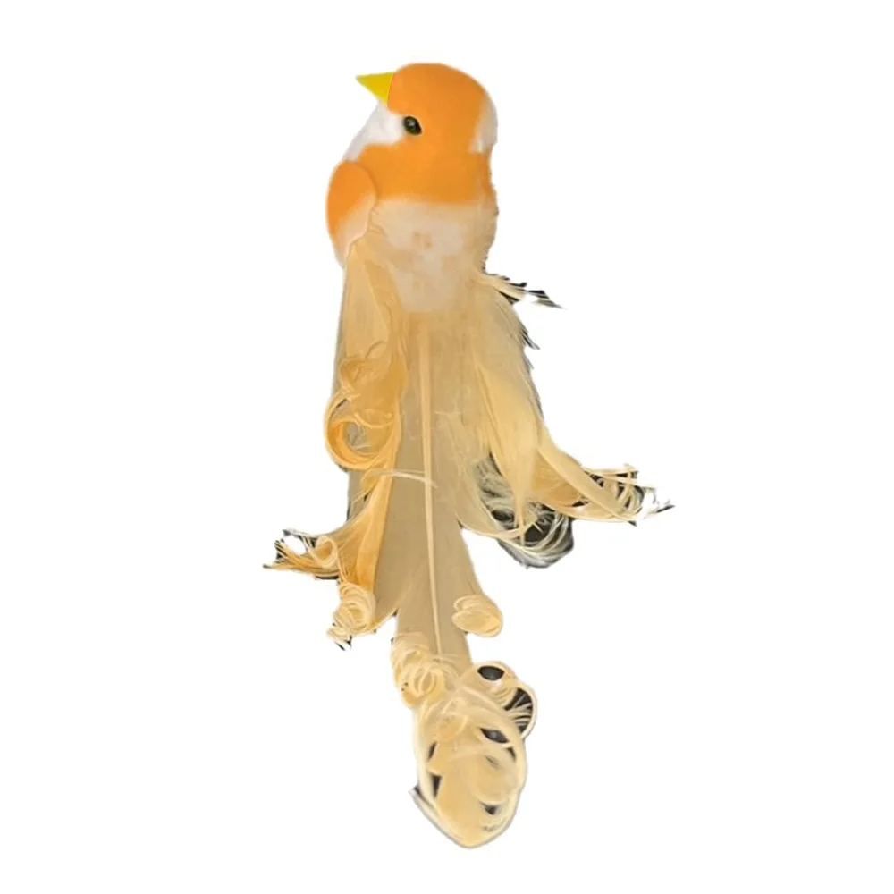 Long Tail Simulation Bird Colorful Curly Feather Artificial Bird Home Decoration With Clip Foam Bird Photography Props