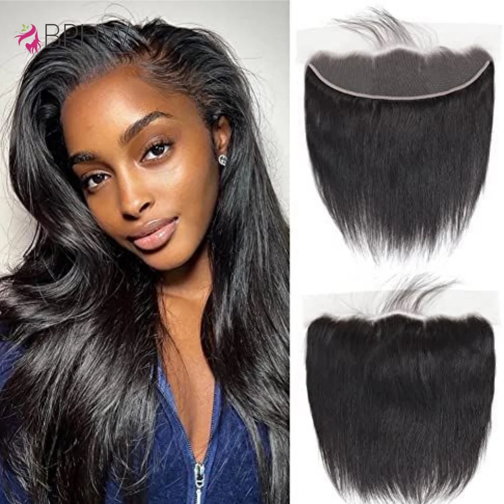

100% Human Hair 13x4 Lace Frontal Transparent HD Lace Unprocessed Medium Brown Lace Hair Frontal Straight Natural Black 12A BPHW