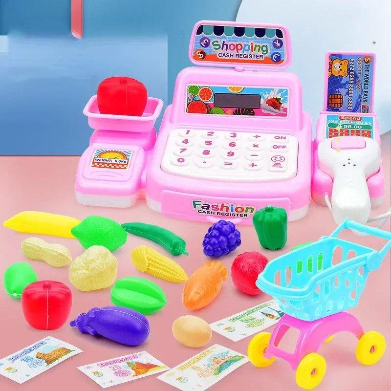 Simulação Supermercado Cash Register Toy, Brinquedos Conjunto com Iluminação, Efeitos Sonoros, Cálculo, Caixa, Educação Infantil