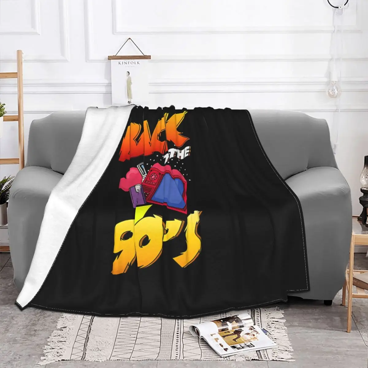 Funnf And Color Blanket Back To The 90s Cartoon Fleece Velvet Cute Super Warm Ultra-Soft Throw Blankets For Car Plush Thin Quilt