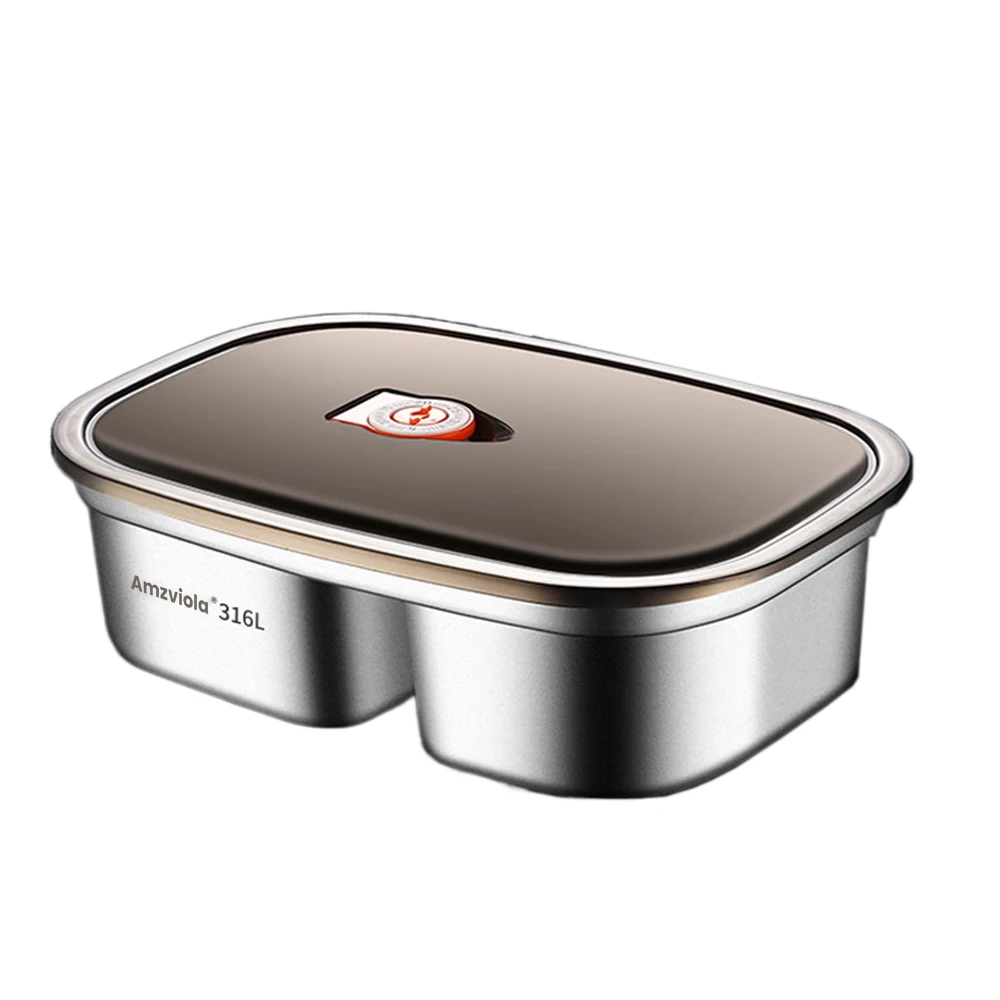 

Ланч-боксы Amzviola из металла, ланч-бокс Bento из нержавеющей стали, 2 отделения, экологически чистый и перерабатываемый контейнер для еды