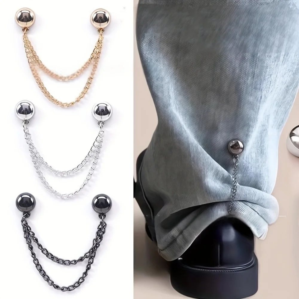 1PC Exquisite Chain Brooch Buckle Magnetic Clothing Clips Nail free Clothes Scarf Trouser Legs Cuff Buckle Buttons Sewing Supply