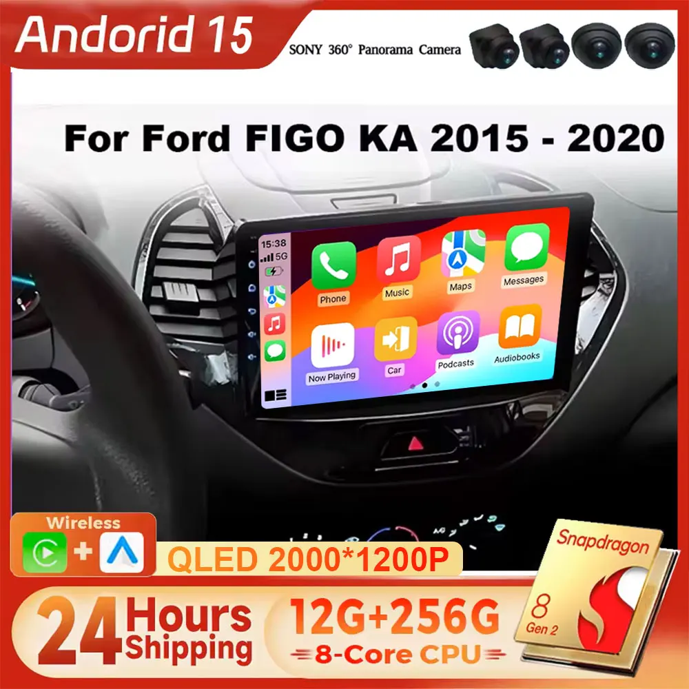 

Android 15 Car Radio for Ford Figo KA 2015-2020 with GPS Navi 4G LTE 5G WiFi QLED Multimedia Video Player 2DIN BT Support