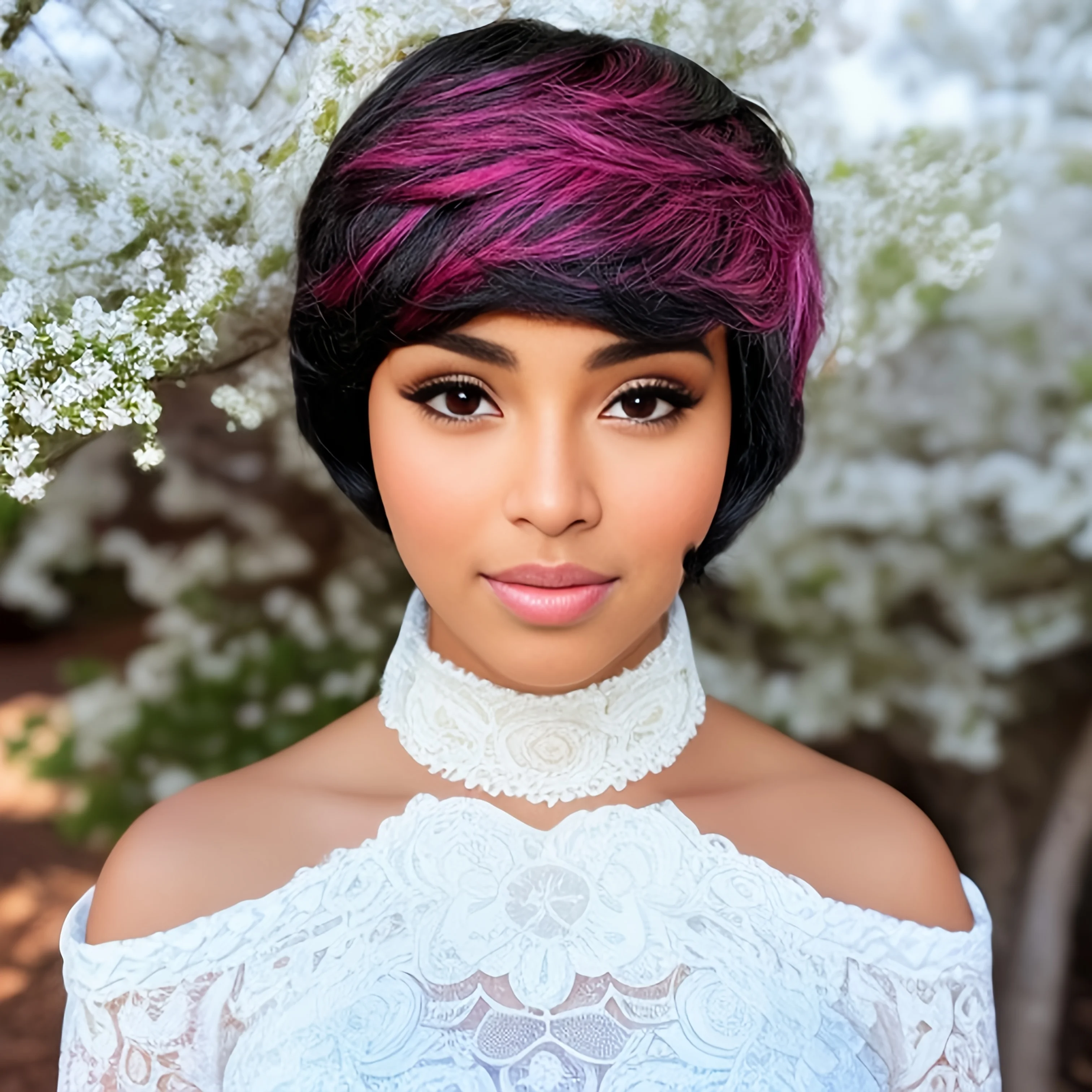 인간의 머리 픽시 컷 가발 웨이브 전체 기계 제작 가발 레이어드 가발 여성용 자연스러운 모습