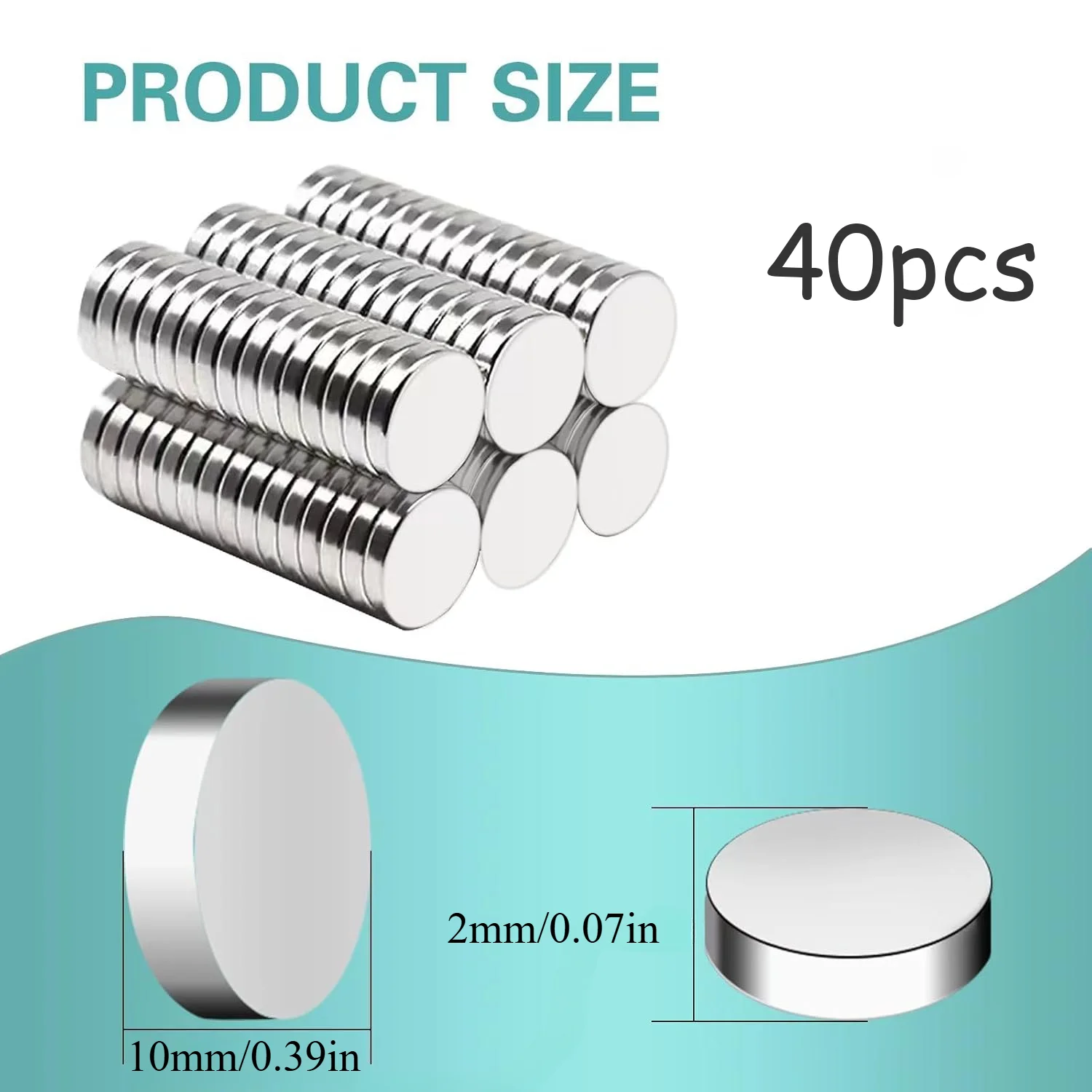 40/60 Stück 10x2/10x3mm N30 runde Kühlschrankmagnete, weit verbreitet in Karten, Fotowänden, Büros, Lagerhallen, Zuhause, Küche – Detail 3