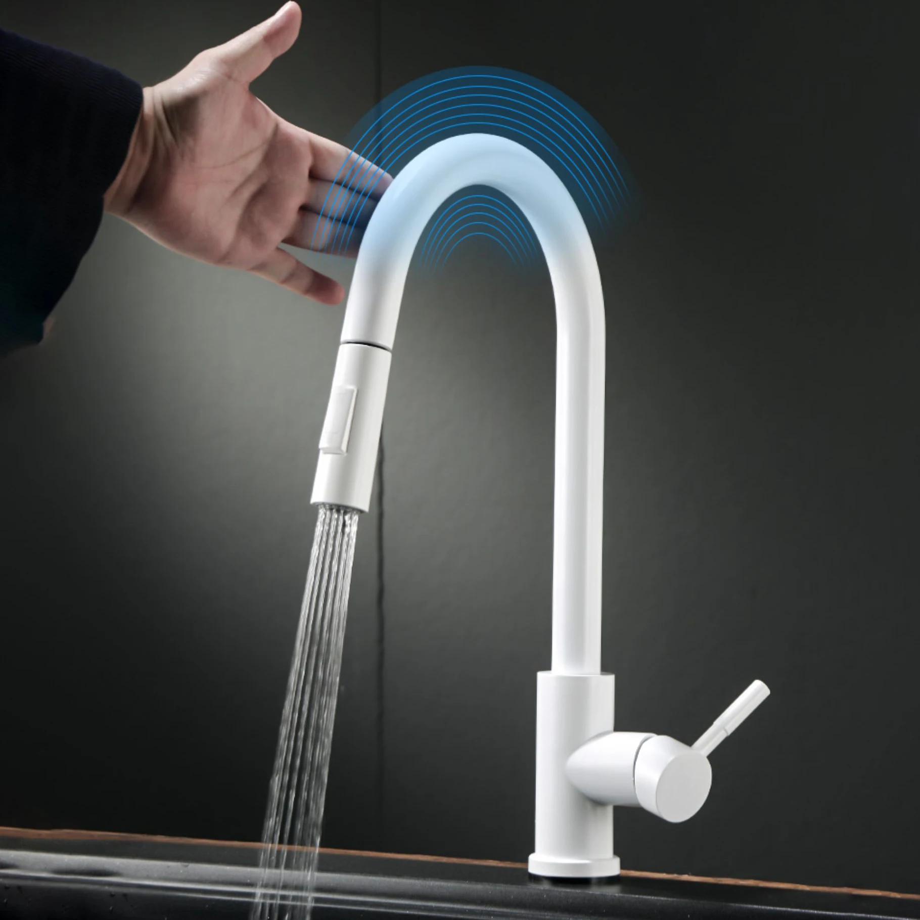 Smart Touch Sensor Kitchen Sink Faucet Brushed Nickel Pull Down Sprayer Hot Cold Mixer Tap Modern Kitchen Fixture Faucets
