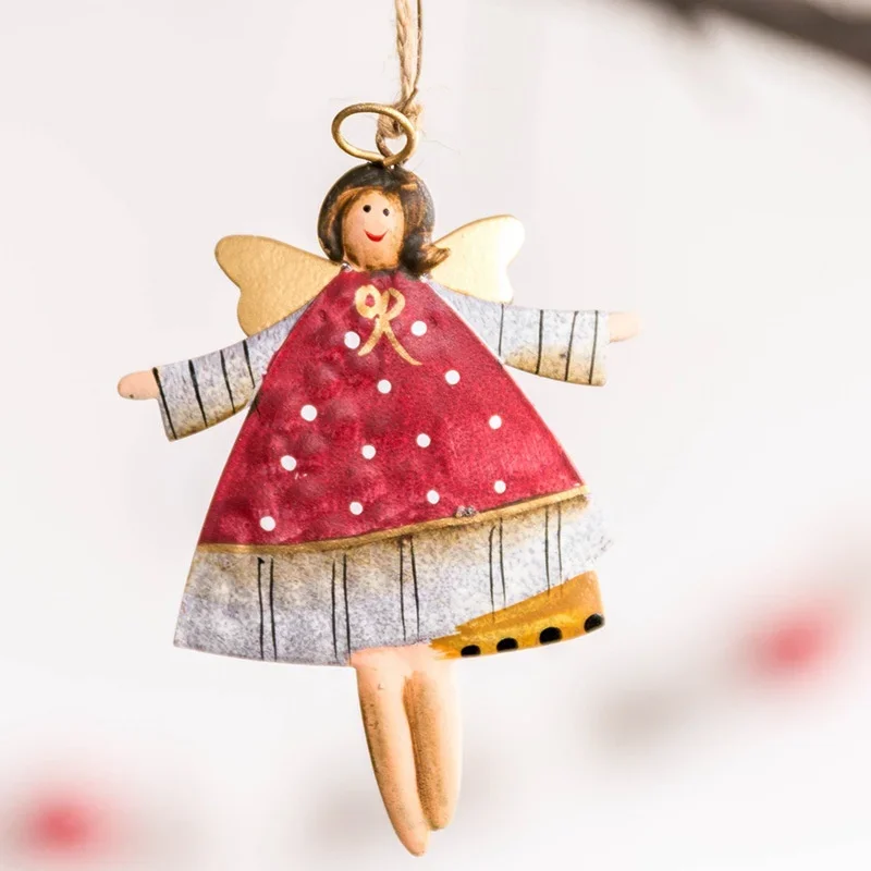 Party Decorations Gift Christmas Pendant Xmas Tree Doll Hanging Metal Ornaments DIY Christmas Day Santa Angel Claus