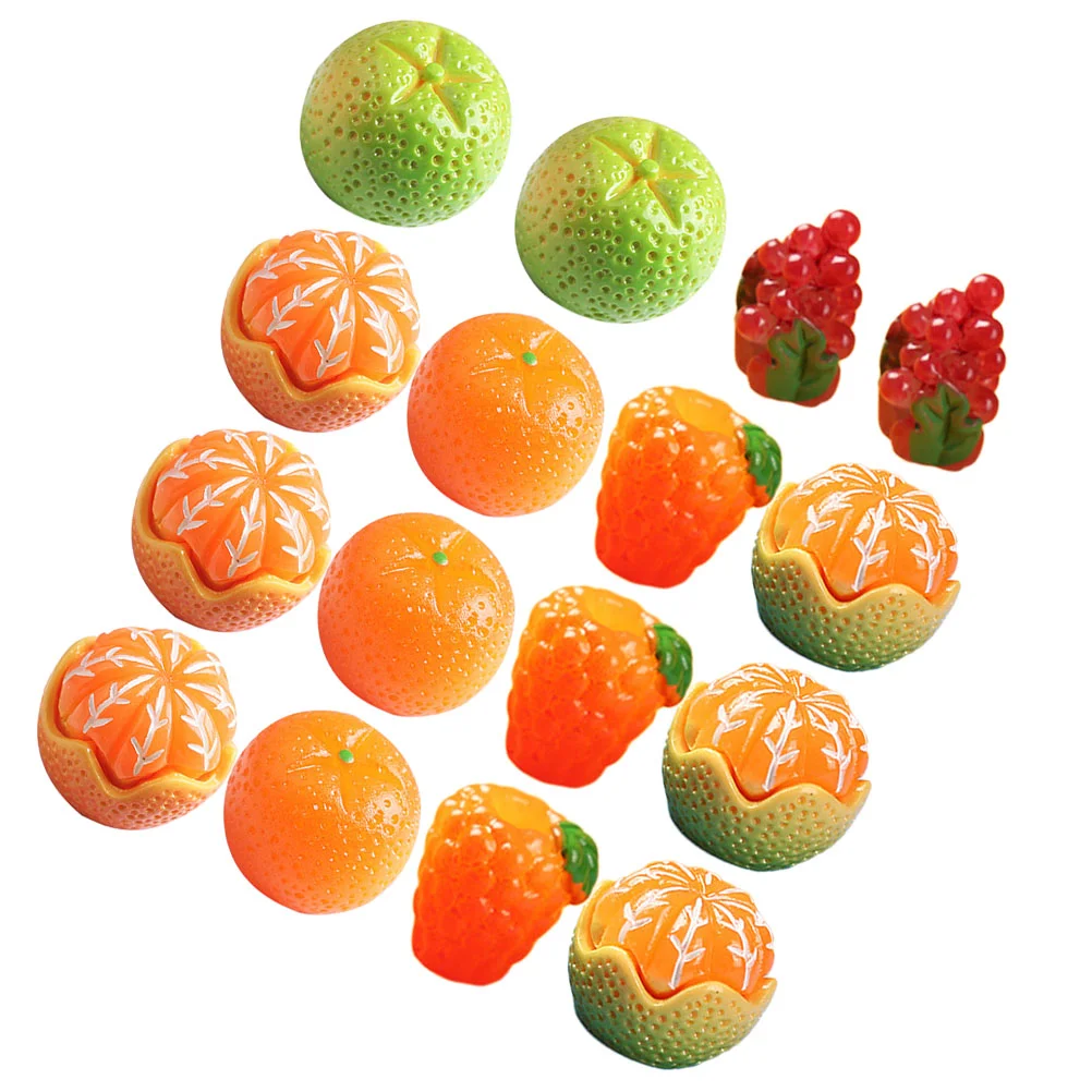 16 Pcs Artificial Fruit Toy False Fruits Prop Decoration Fake Adornment Charms Resin Mini Ornaments Miniature Shop Window