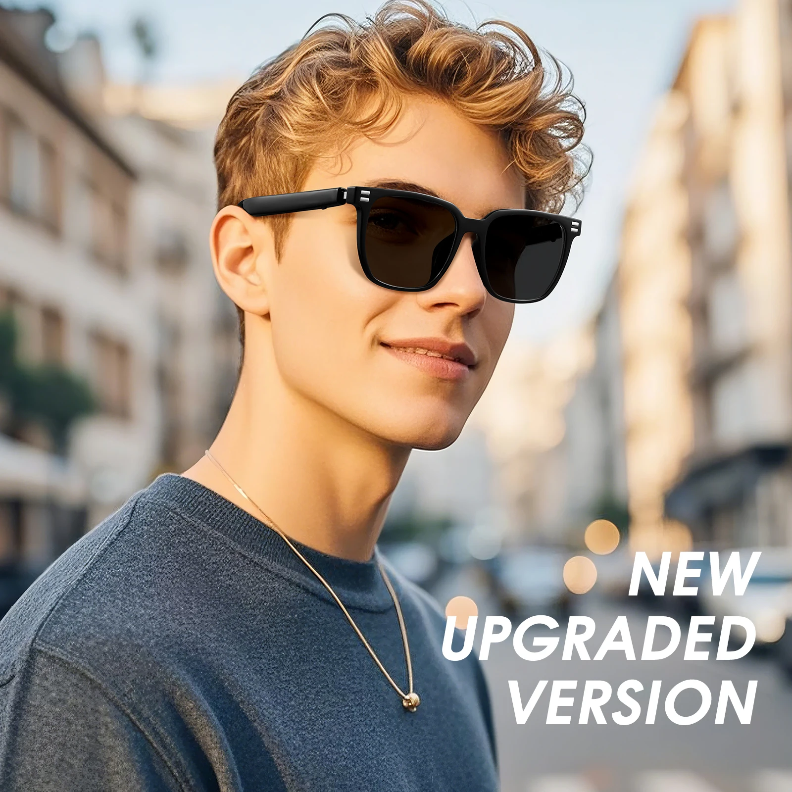 Anti Blue Light Smart Glasses UV Protection Photochromic Sunglasses Hands-Free Calls Audio Voice Assistant for Men Women