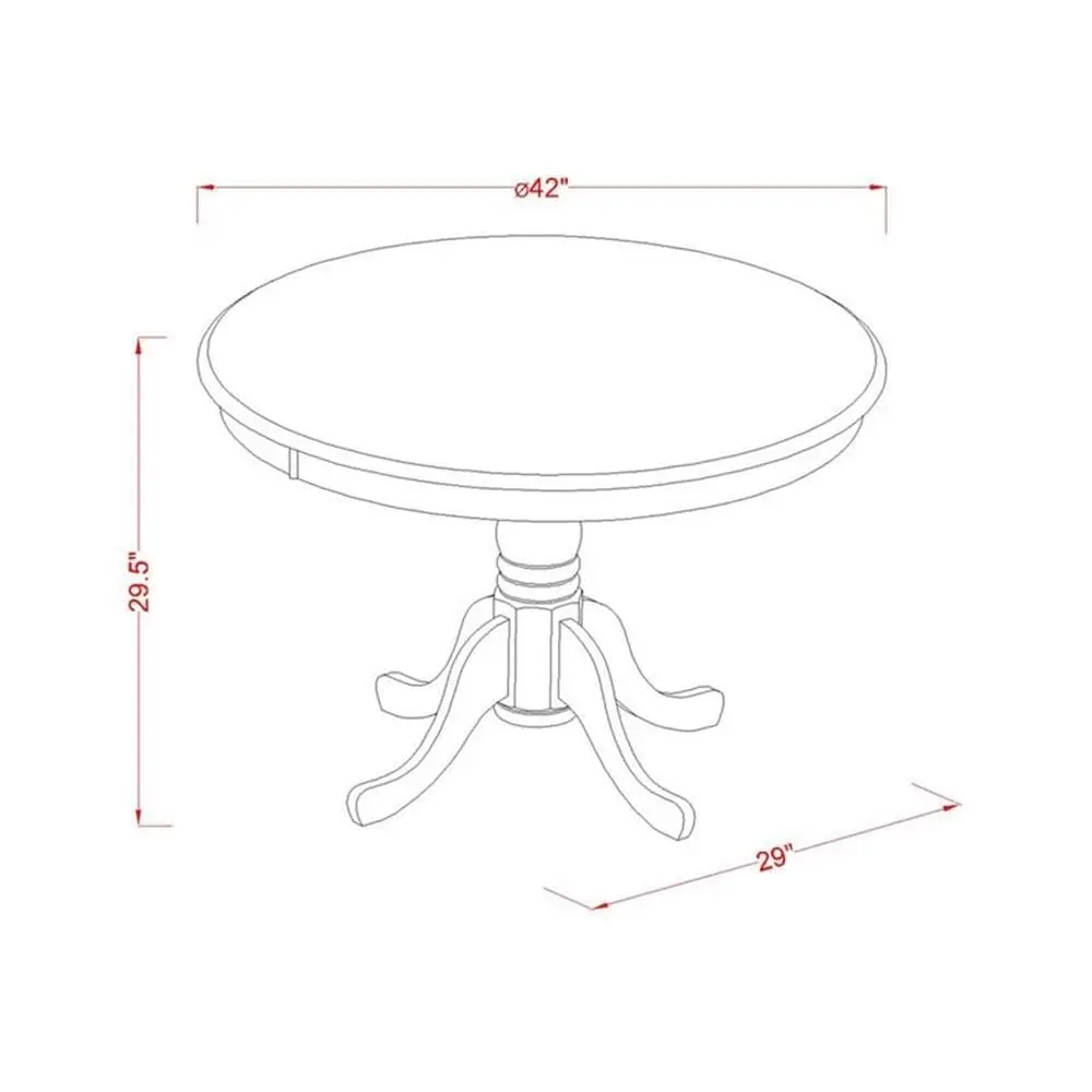 Round Dining Table & 4 Upholstered Chairs 5 Piece Set with Pedestal Linen Fabric Seat 42x42 Inch, Customized