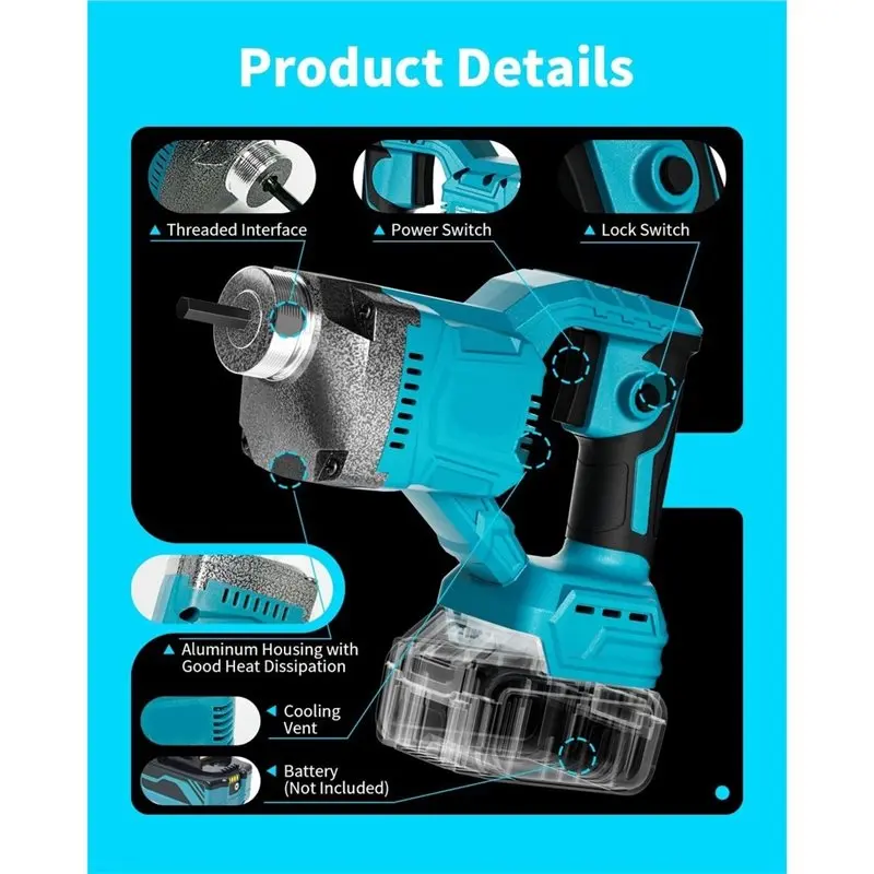 [SuperX&KND]Cordless Concrete Vibrator For Makita 600W Motor Battery Not Included- High-Frequency Vibration(6000 RPM)
