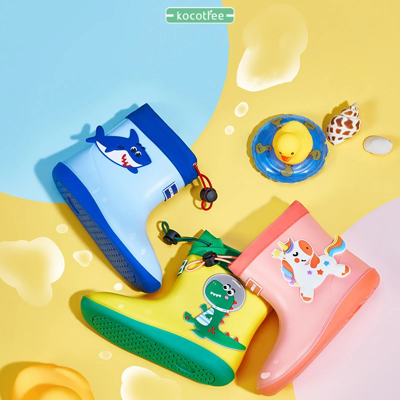 

Toddler Size Rainboots Classic Waterproof Children's Shoes Kids Rain Boots Rubber Boots Kids Boy 3D Cartoon Water Shoes