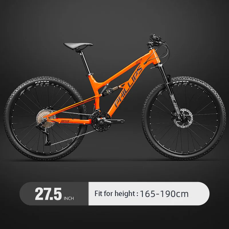 27.5インチ マウンテンバイク サスペンション付き 9速 ディスクブレーキ マウンテンバイクソフトテールダブルダンピング、ダウンヒル自転車