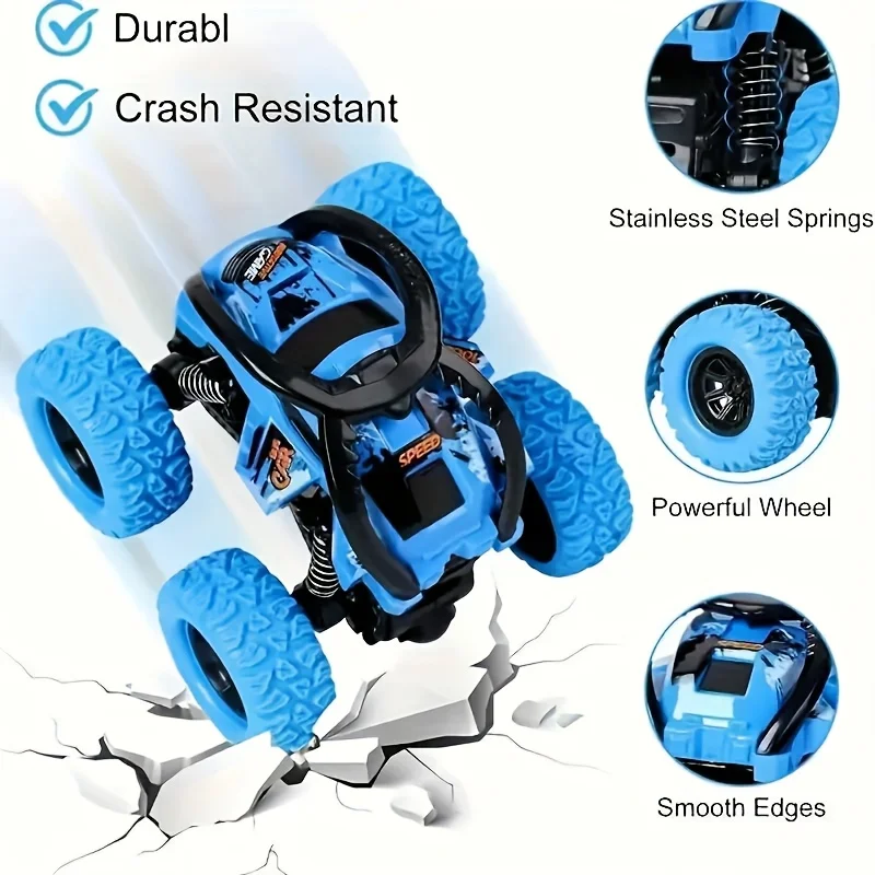 Coche de juguete todoterreno de 4 piezas, juego de juguetes de camión monstruo de juguete de inercia con tracción en las cuatro ruedas para niños, operación Manual, No requiere batería