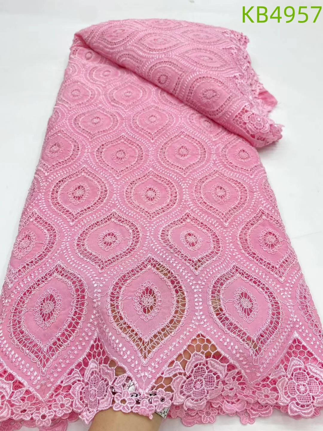 

African Milk Silk Cord Lace Fabric 2025 High Quality Guipure Cord Lace Fabrics Sequins Water Soluble For Wedding Dress KB4957