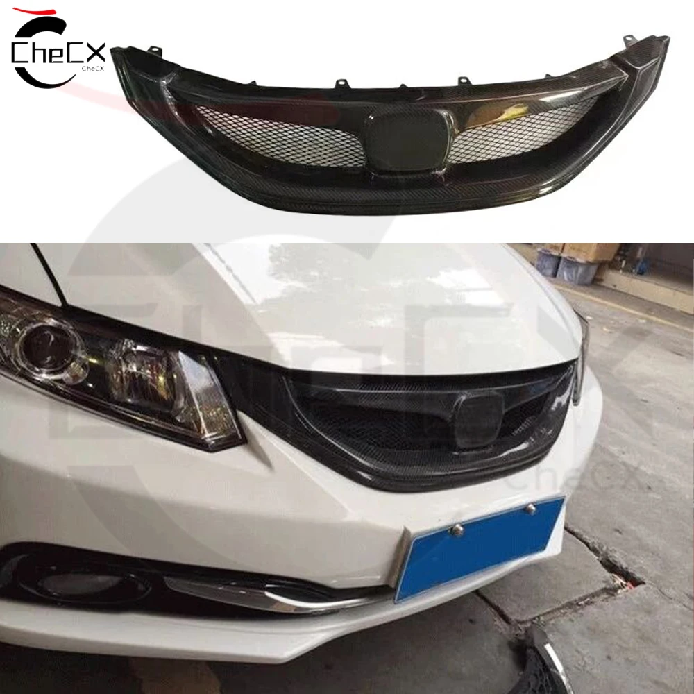 Suitable For 2014-2015 Honda's 9th Generation Civic High-Quality Genuine Carbon Fiber Grille Air Intake Grille Car Bumper Grille