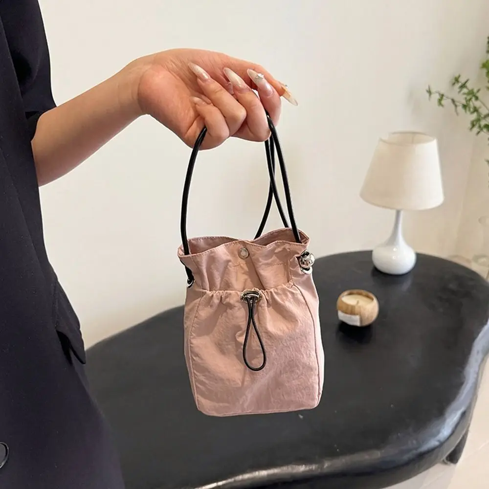 

Casual Korean Style Drawstring Canvas Bag Purse Crossbody Bag Nylon Shoulder Bag Wallet Bags Solid Color Mobile Phone Bag Travel