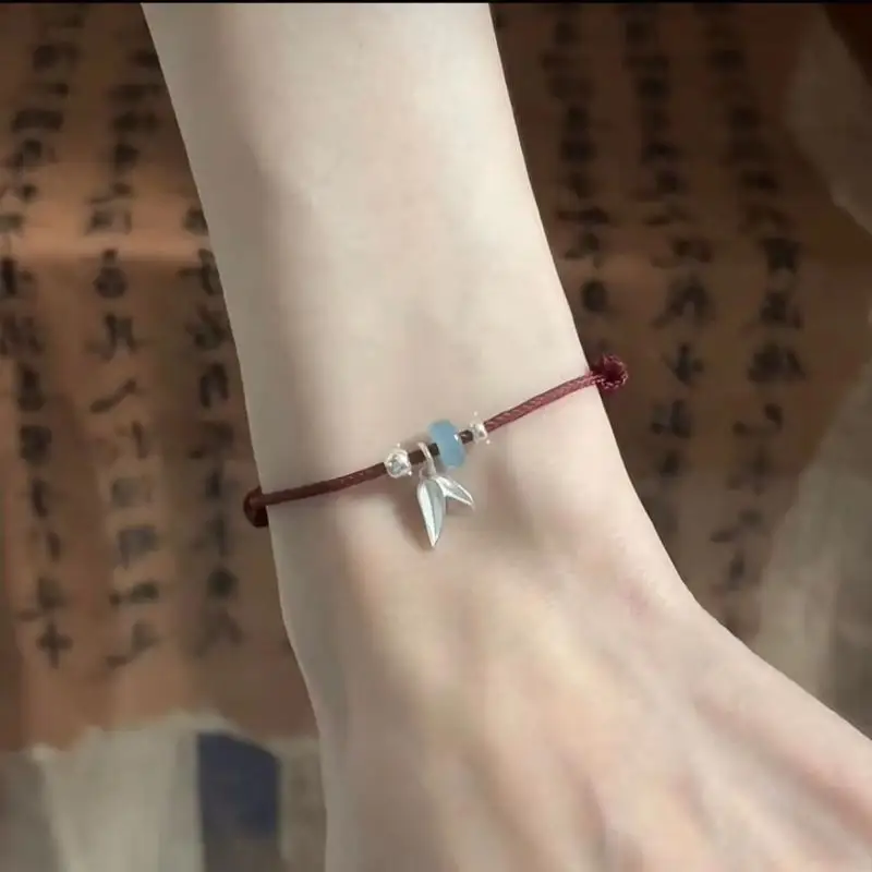Bamboo Leaf Hand Cord Red Rope Simple Woven Versatile Bracelet For Couples