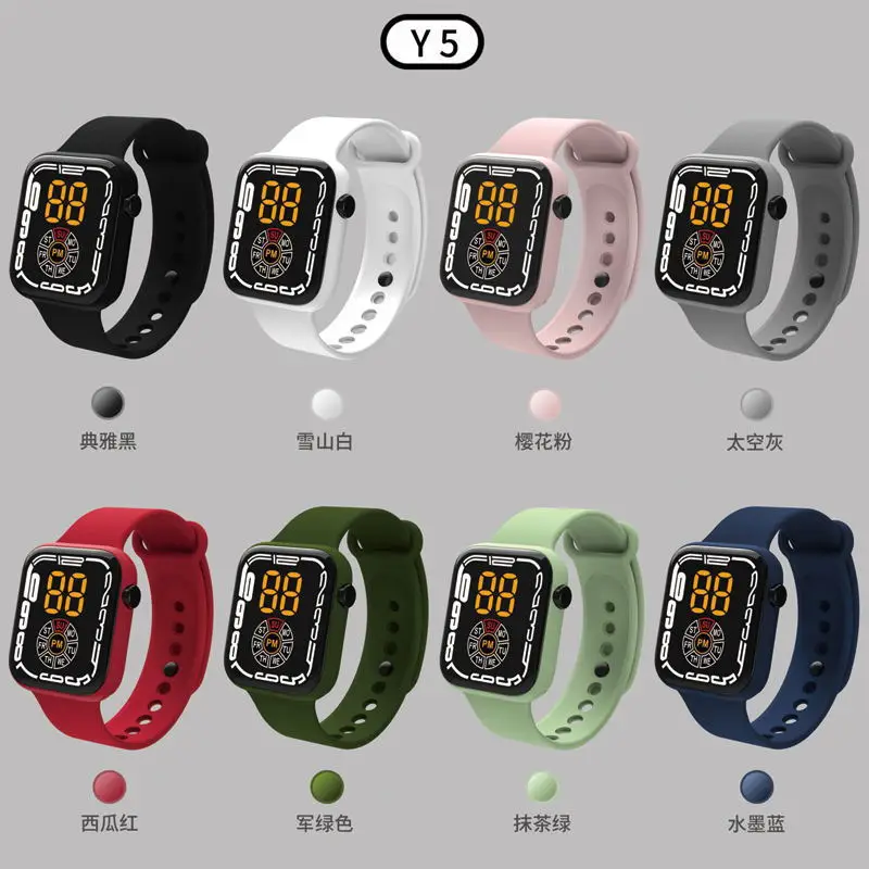 Y5 Unisex Sports Digital Watch for Men Women Girls Boys Waterproof Electronic Watches LED Week Display Fashion Wristwatch