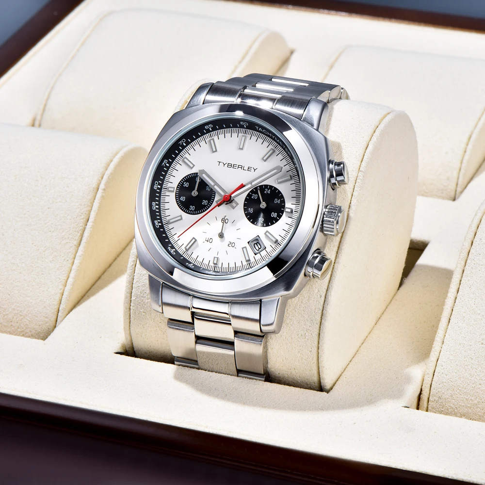 TYBERLEY Mens Watch 2026 New Chronograph Japan VD53 Movt luminous calendar Hard glass mirror Quartz Watch  Relógios Masculinos