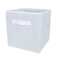 White Fabric Cube Storage Bins, Foldable, Premium Quality Collapsible Baskets, Closet Organizer Drawers