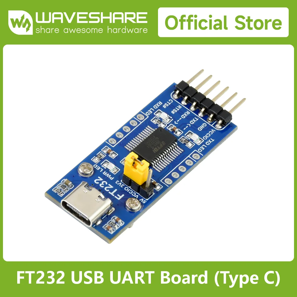 Waveshare FT232 USB UART Board Type C USB To UART(TTL) Communication Module USB-C Connector Support Mac OS,Linux,Android,Windows