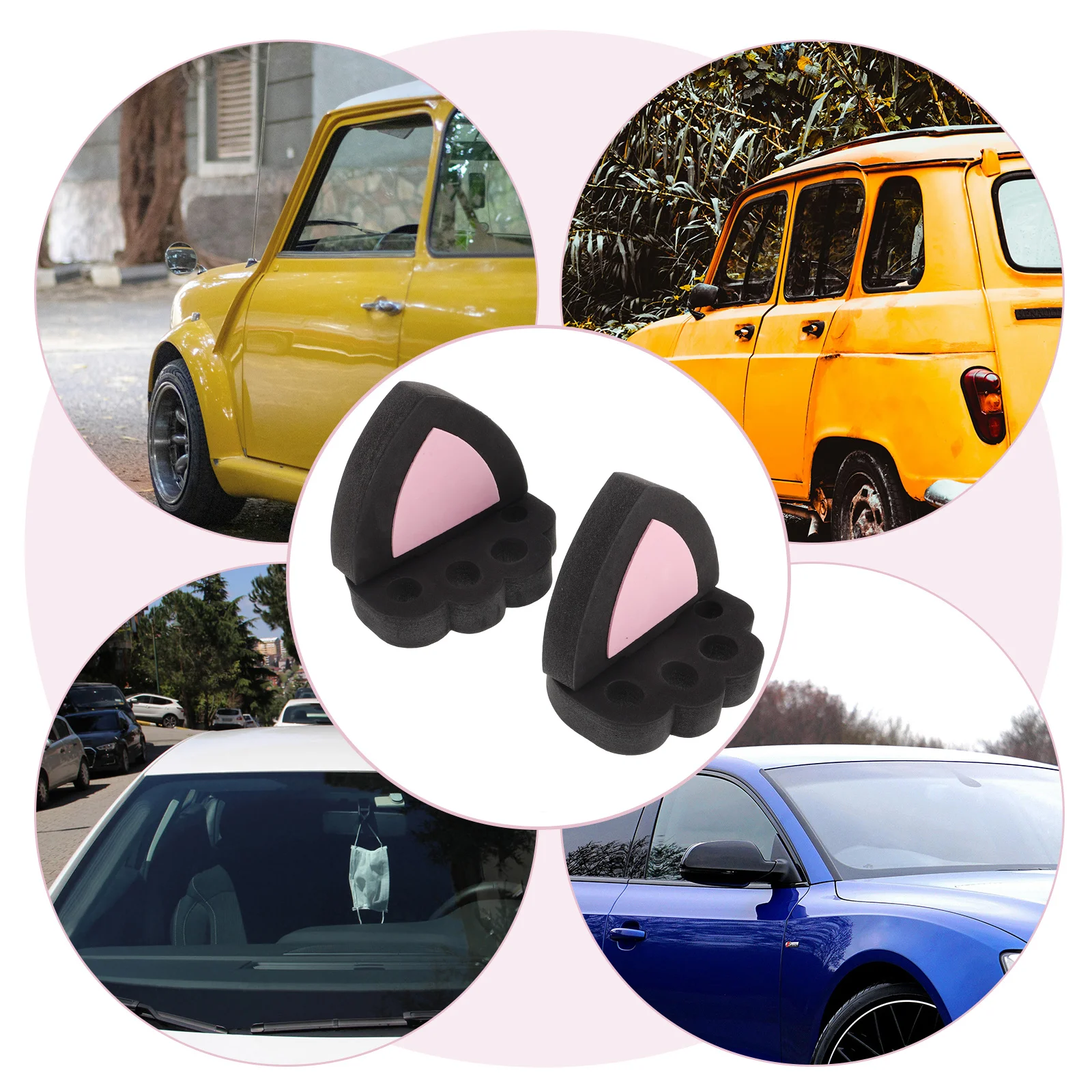 3D Cat Ear Car Sticker Cute Vehicle Roof Decoration Exterior Accessories Durable Waterproof Animal Auto Decal Halloween