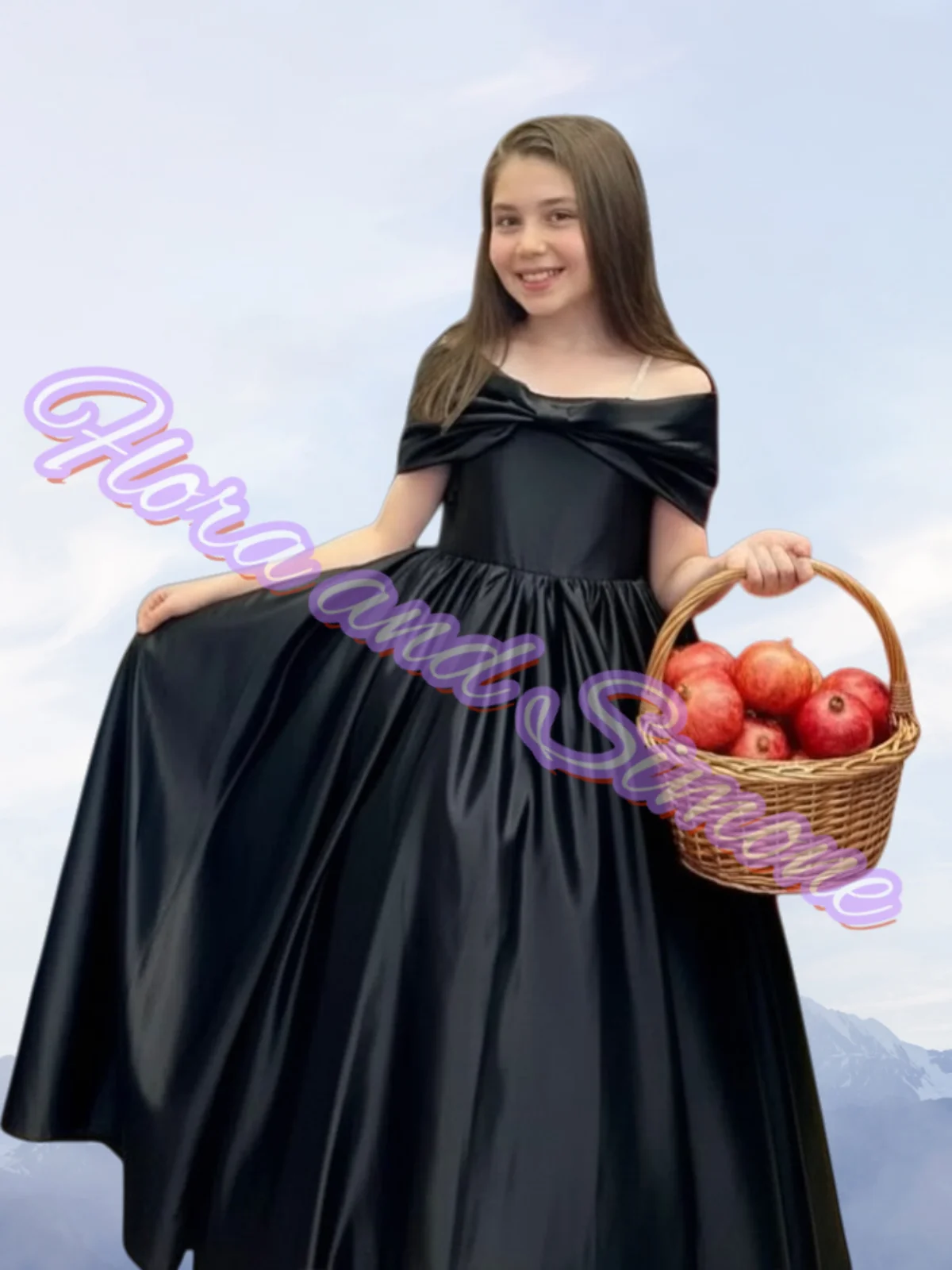 Elegantes Blumenmädchenkleid mit grüner Schleife und quadratischen Schultern für Hochzeitszeremonien, Geburtstagsgeschenke, Partys, formelle Empfänge, individuell