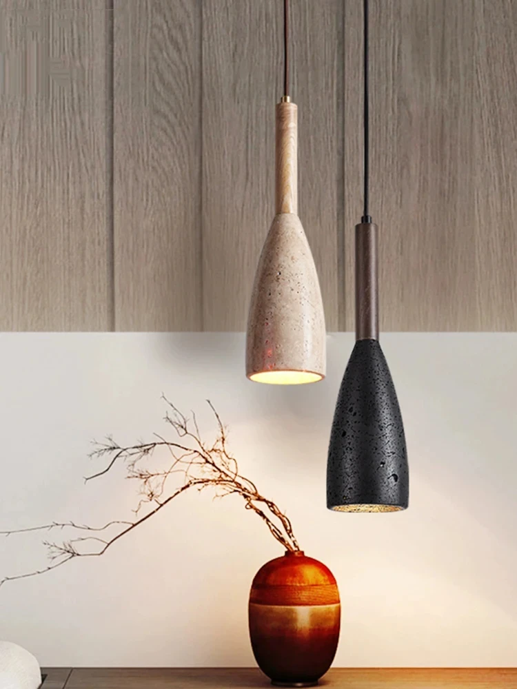 

Led Pendant Lamp Natural Yellow Cave Stone Chandelier Bedroom Beside Modern Nordic Lighting Fixture Hanging Line Wine Bottle E27