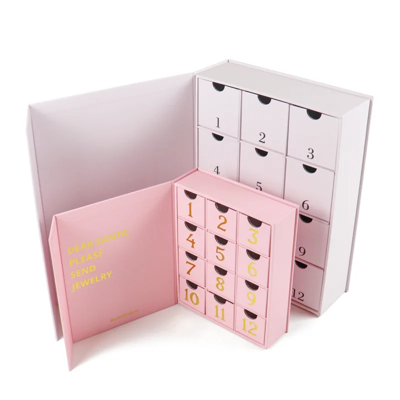 Customization.Customization.Rigid Paper Cardboard Cosmetic Gift Advent Calendar Box Paper Box with Embossed logo for Nail Polish