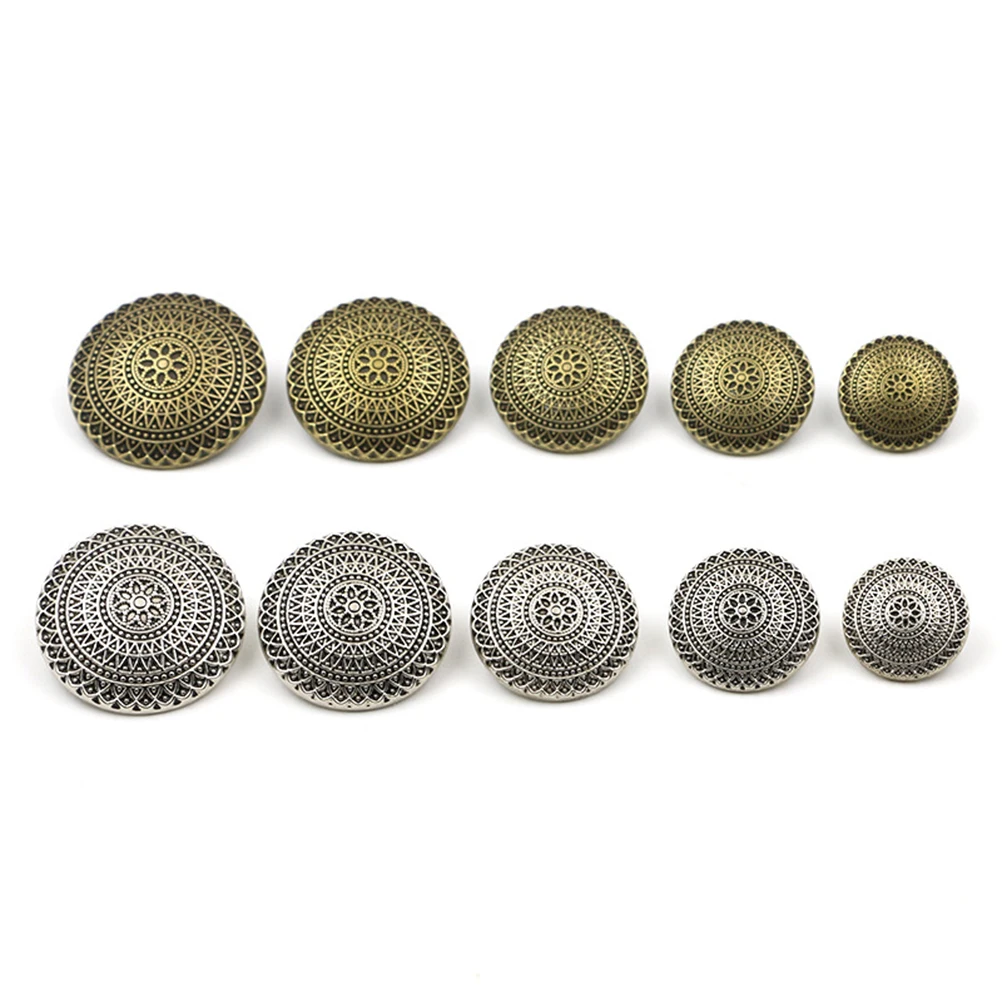 

100 pcs 20Mm Retro Pattern Button Metal Fastener For Coat Jacket T-Shirt Diy Craft Hollow Buttons Sewing Kit