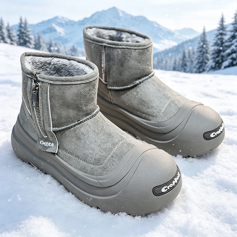 Men women's padded casual snow boots winter new warm plush high-top cotton boots couples outdoor non-slip comfort walking boots