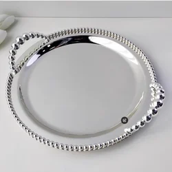 Decorative Metal Serving Trays, Silverware, Fruit Cutlery Drainer, Silver, 25 cm, 30 cm, 35cm, FT012, Fashion