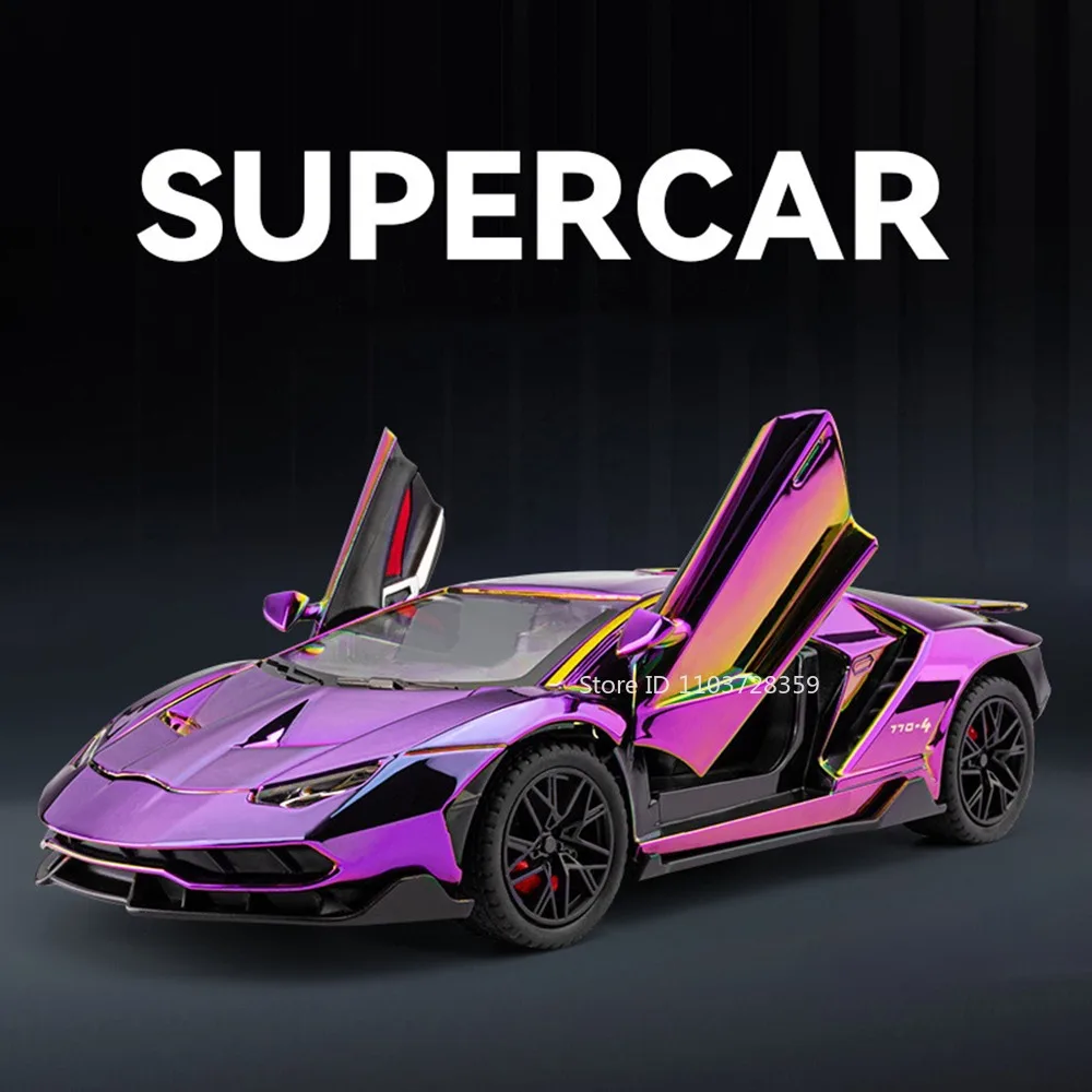 1:24 LP770 Revuelto Supercar Model Toys Alloy Diecast Miniature Sports Cars Sound Light Doors Opened Pull Back for Kids Gifts