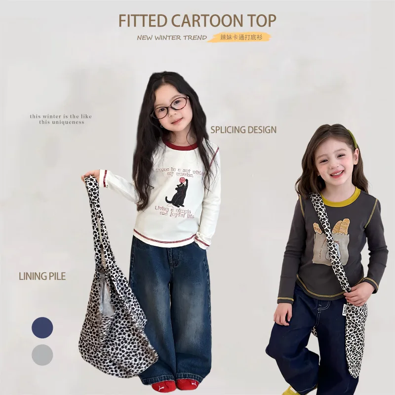 2025 Autumn New Fashion Girl Sweet and Cool Long-sleeved T-shirt Top for Kids Korean Version Comfortable and Casual HotGirlShirt