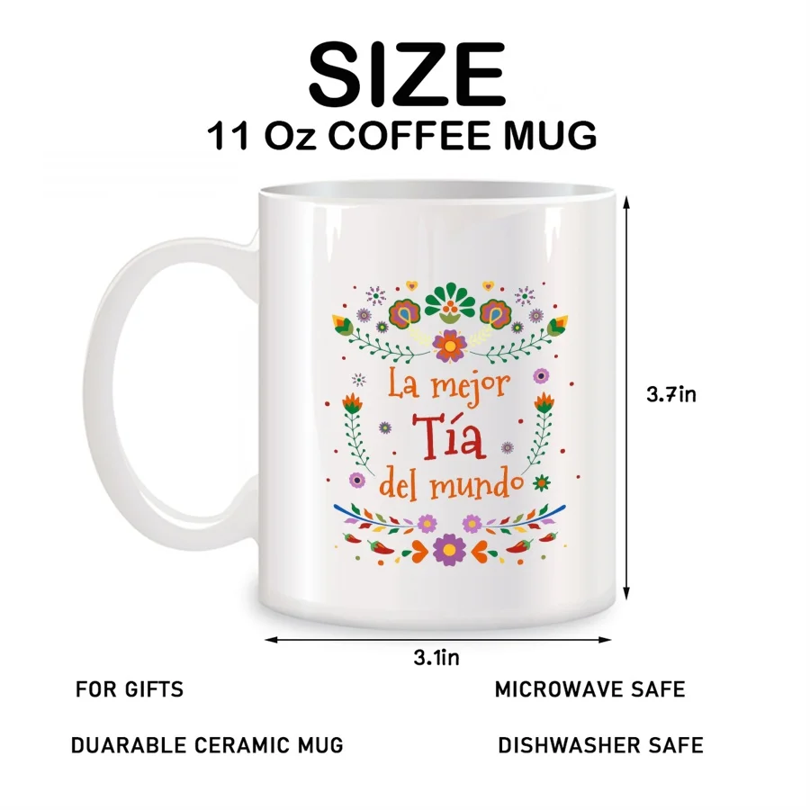 La Mejor Tia Del Mundo Mugs For Tia Aunt Gifts in Spanish Birthday Gifts Novelty Coffee Ceramic Tea Cups White 11 oz