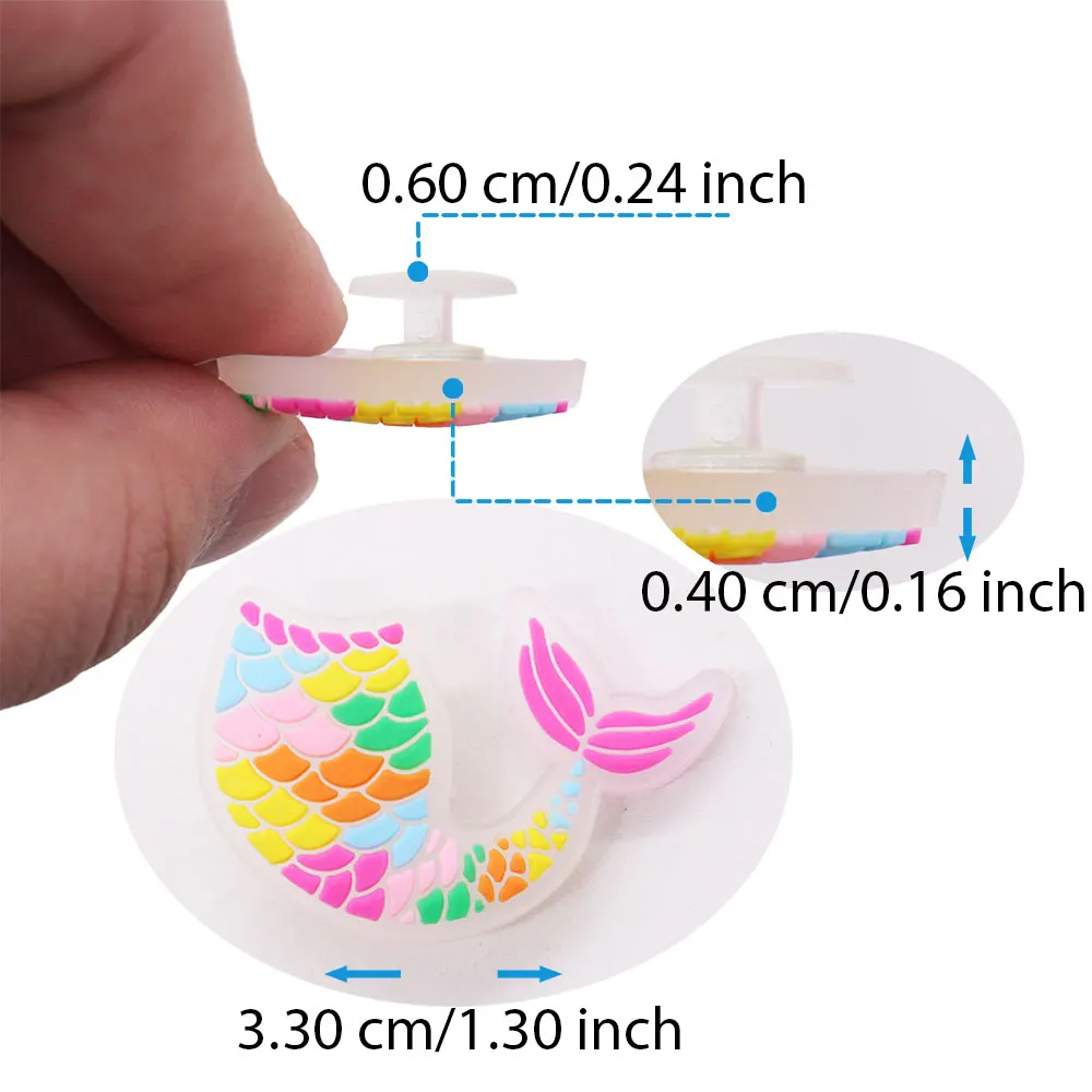 1-9PCS PVC Shoe Charms Cartoon Multicolor Fish Tail Buckle Clog Fit Wristbands Sandals Decoration Accessories Kid Girls Gift