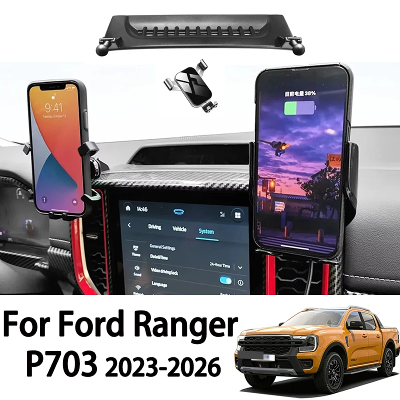 

Держатель для телефона в автомобиль Ford Ranger P703 T9 2023 2024 2025, специальное модифицированное крепление для навигатора с беспроводной зарядкой