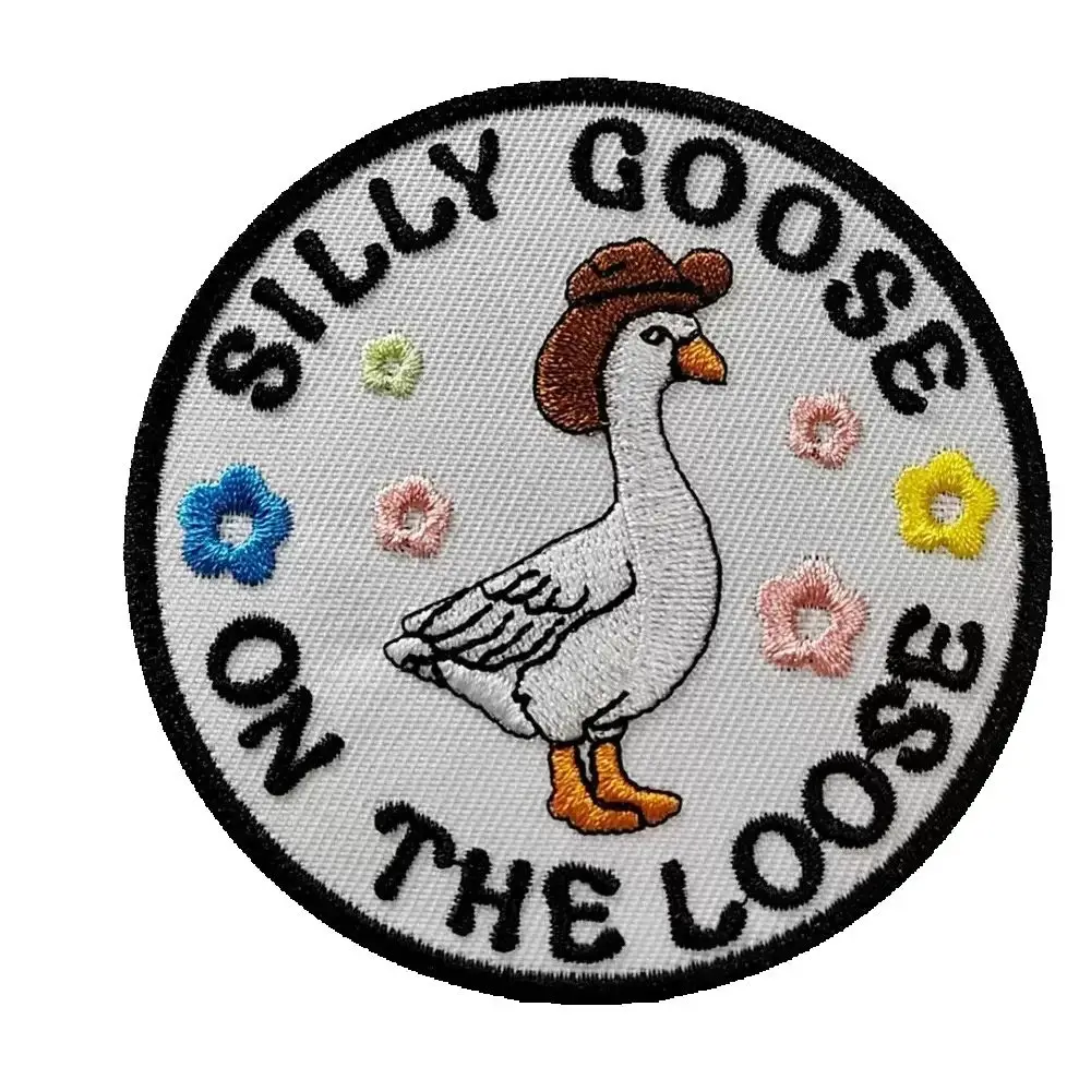 

Cute "Silly Goose on the Loose" Embroidered Patch, Funny Goose Morale Badge with Hook & Loop for jacket, backpack