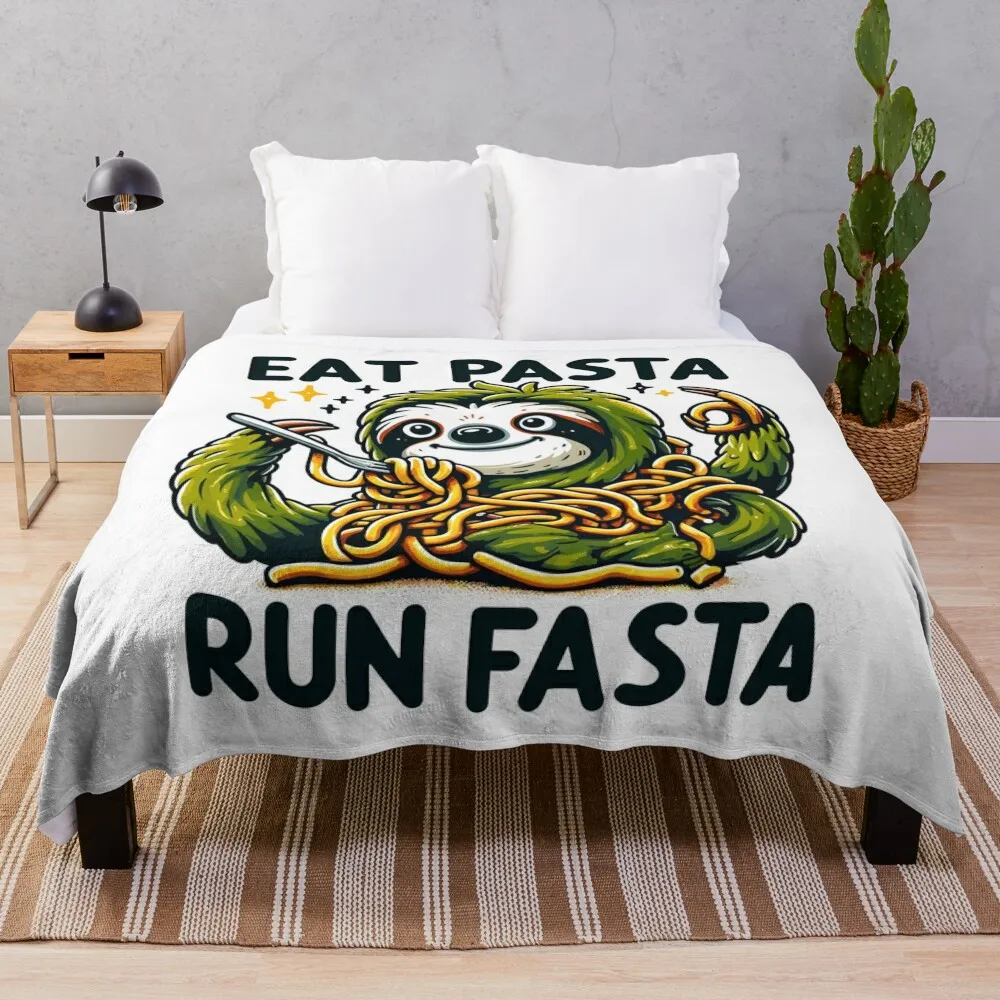 Eat Pasta Run Fasta Be Faster Carb Load Throw Blanket Winter beds Fashion Sofas Blankets