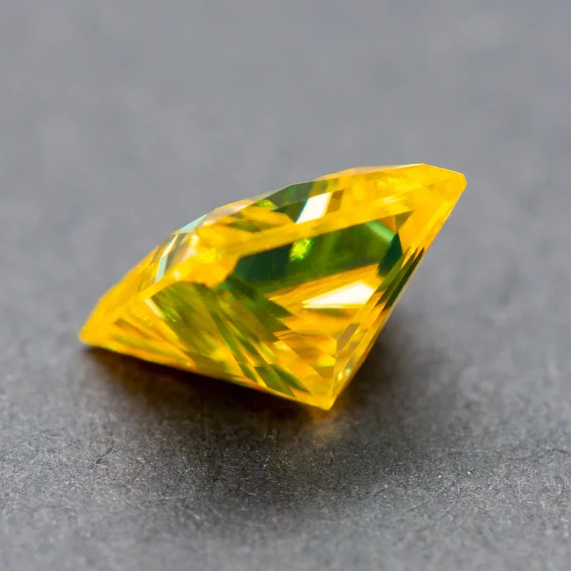 Moissanite Stone Golden Yellow Color Princess Cut VVS1 with GRA Certificate Gemstone Charms Beads Top Jewelry Making Materials