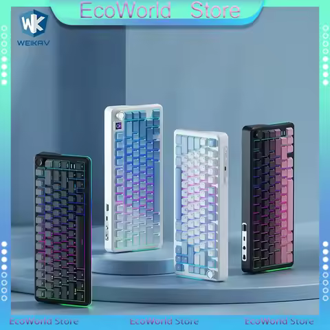 Weikav WK75 Mechanical Keyboard Custom Wireless Tri Mode TFT Screen 81 Keys Hot Swappable Gasket Mount 4000mAh PC Laptop