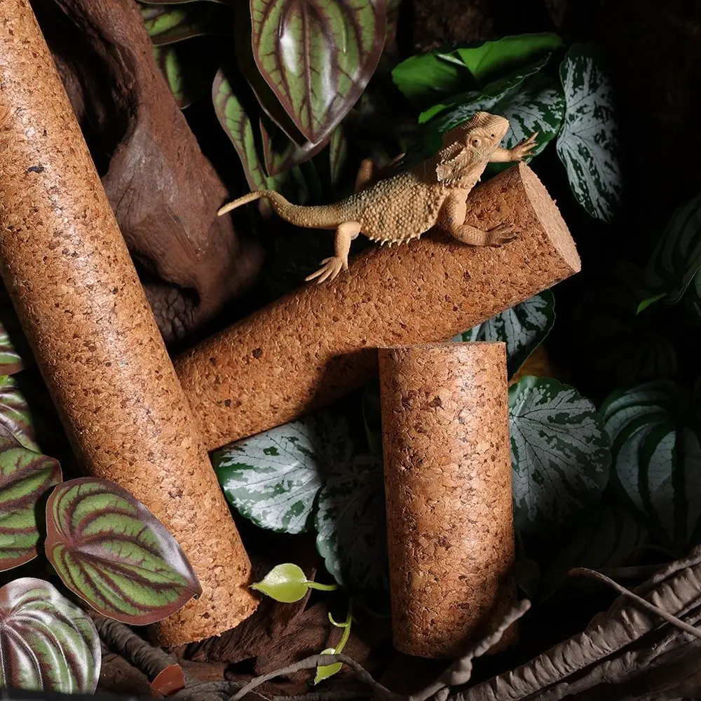 Reptile Accessories Decorative Lizard Climbing Stick Natural Cork 4.1cm Gecko Climbing Pole Trimmable Lizard Pet Stand Aquarium