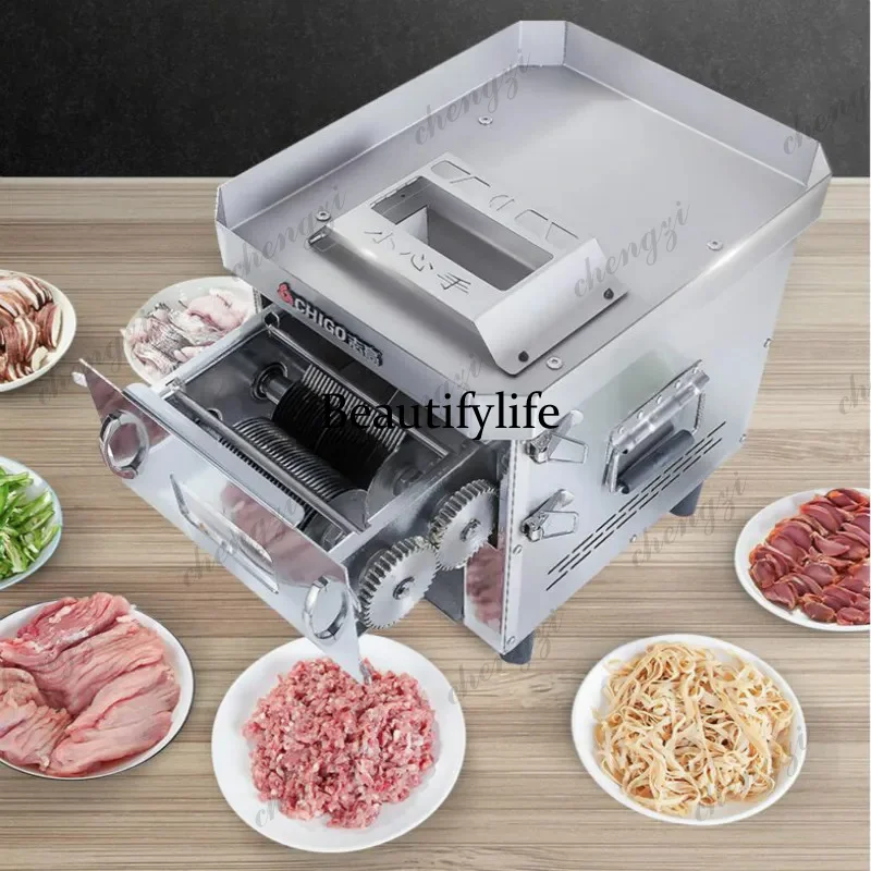 Commercial/Home Electric Meat Slicer Automatic Slicer Multifunctional Stainless Shred Slicer Cutter Meat Grinder Machine