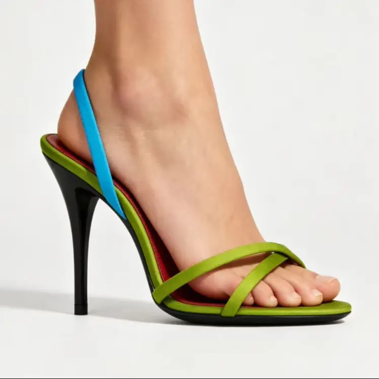 2026 New Elegant Slingback Stiletto Sandals for Women Open Toe Cross Strap Heels Fashion Summer Shoes for Party and Daily Wear