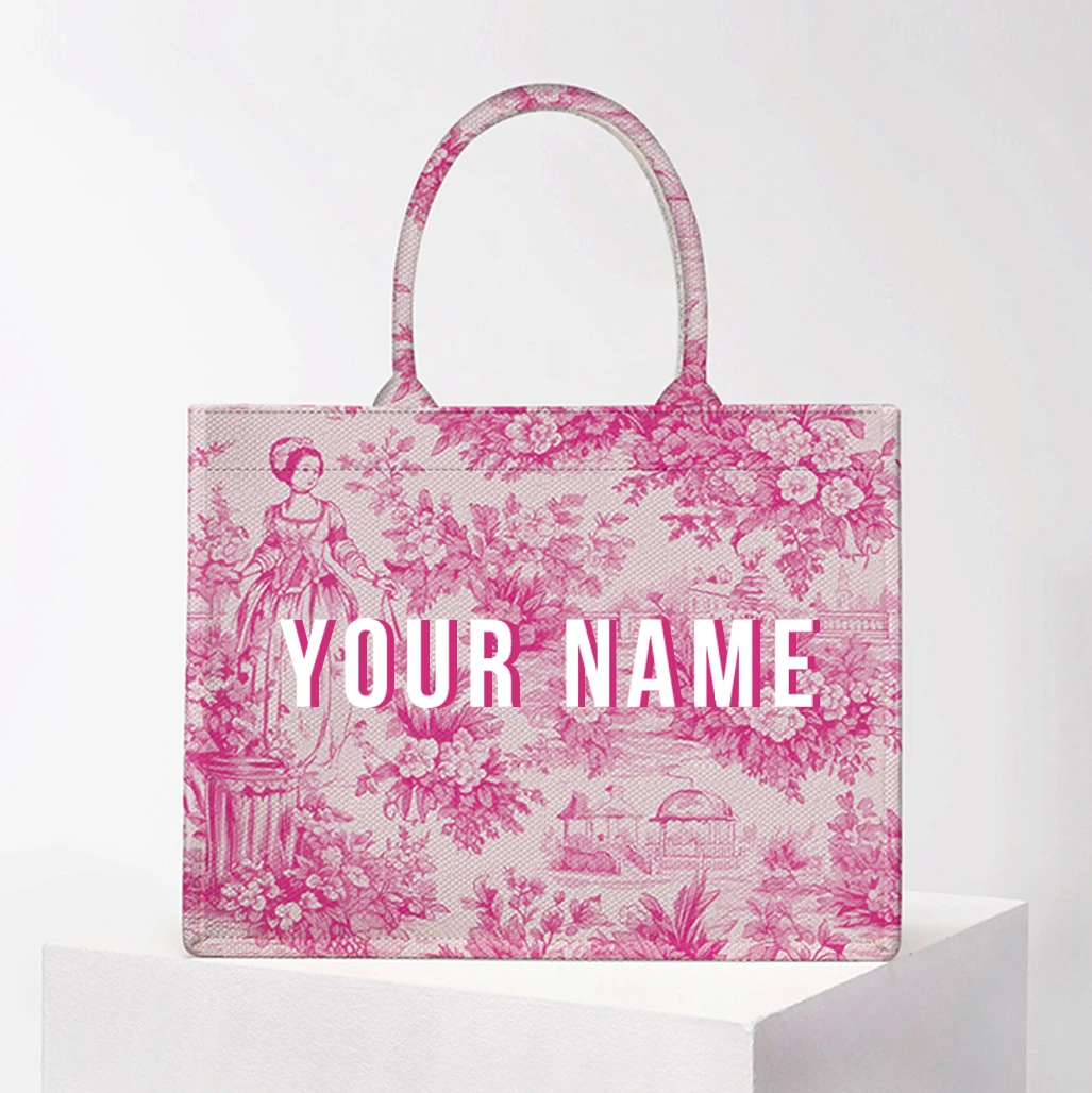 

Handbag lady Personalized Fashion Printing Large Capacity Canvas Book Tote Bag With Name Women's Custom Commuter Shoulder Bag